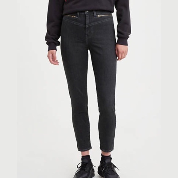 Levi's 32 Women's 721 High-Rise Skinny Zip-Front Ankle Jeans - Black - Picture 3 of 14